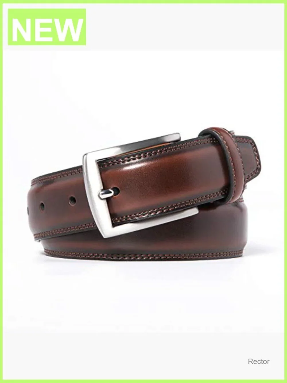 Genuine Leather Dress Belt with Prong Buckle for Suits Jeans
